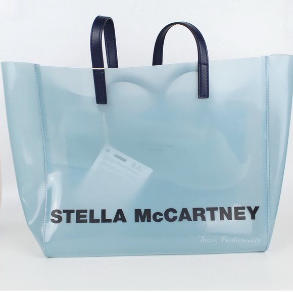 NWT Stella McCartney Blue Clear Logo PVC Tote– Beach, Travel & City Style - Picture 3 of 16